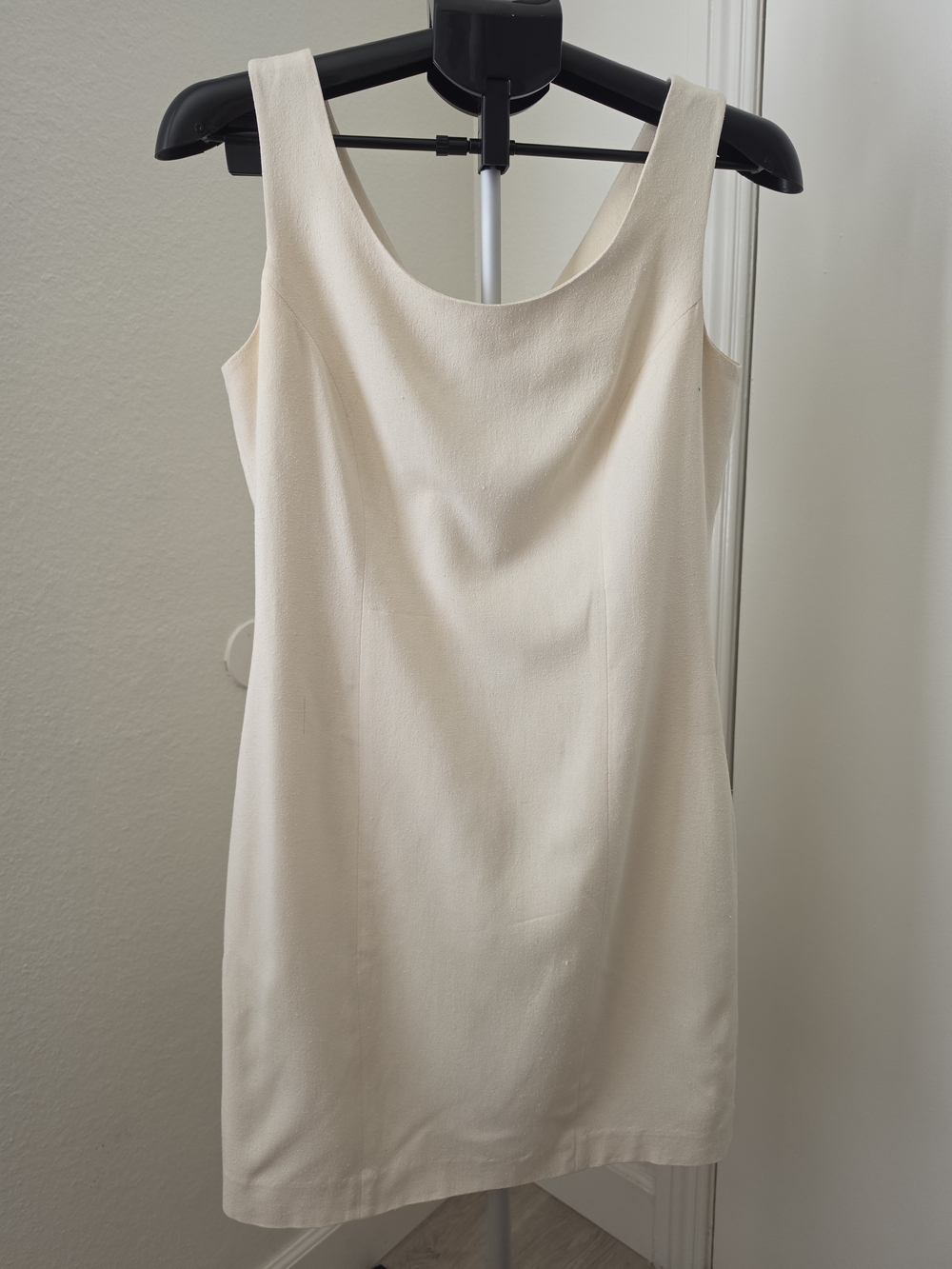 Vintage Georgiou Studio 100% Silk Ivory Shift Dress Size 8 Made Cyprus